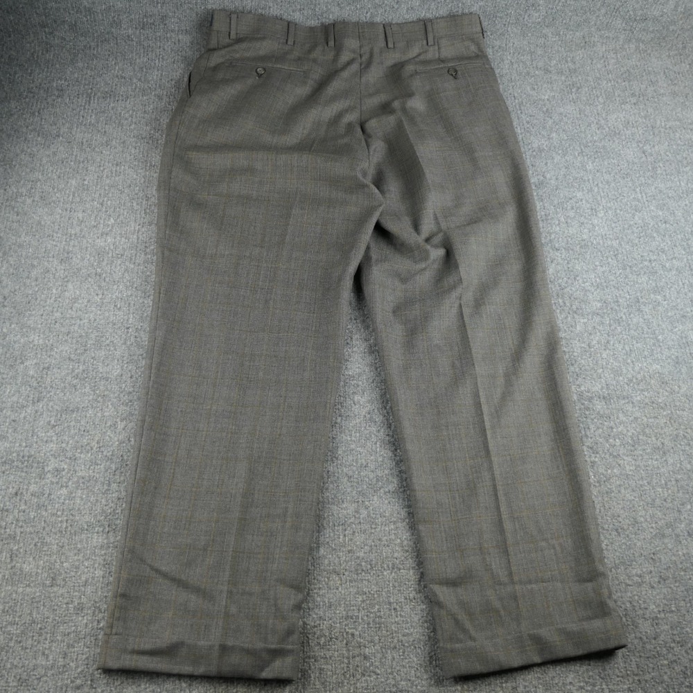 Hart Schaffner Marx Dress Pants Mens 40x32 Pleated Cuffed Grey Windowpane‎ Check - Picture 3 of 16